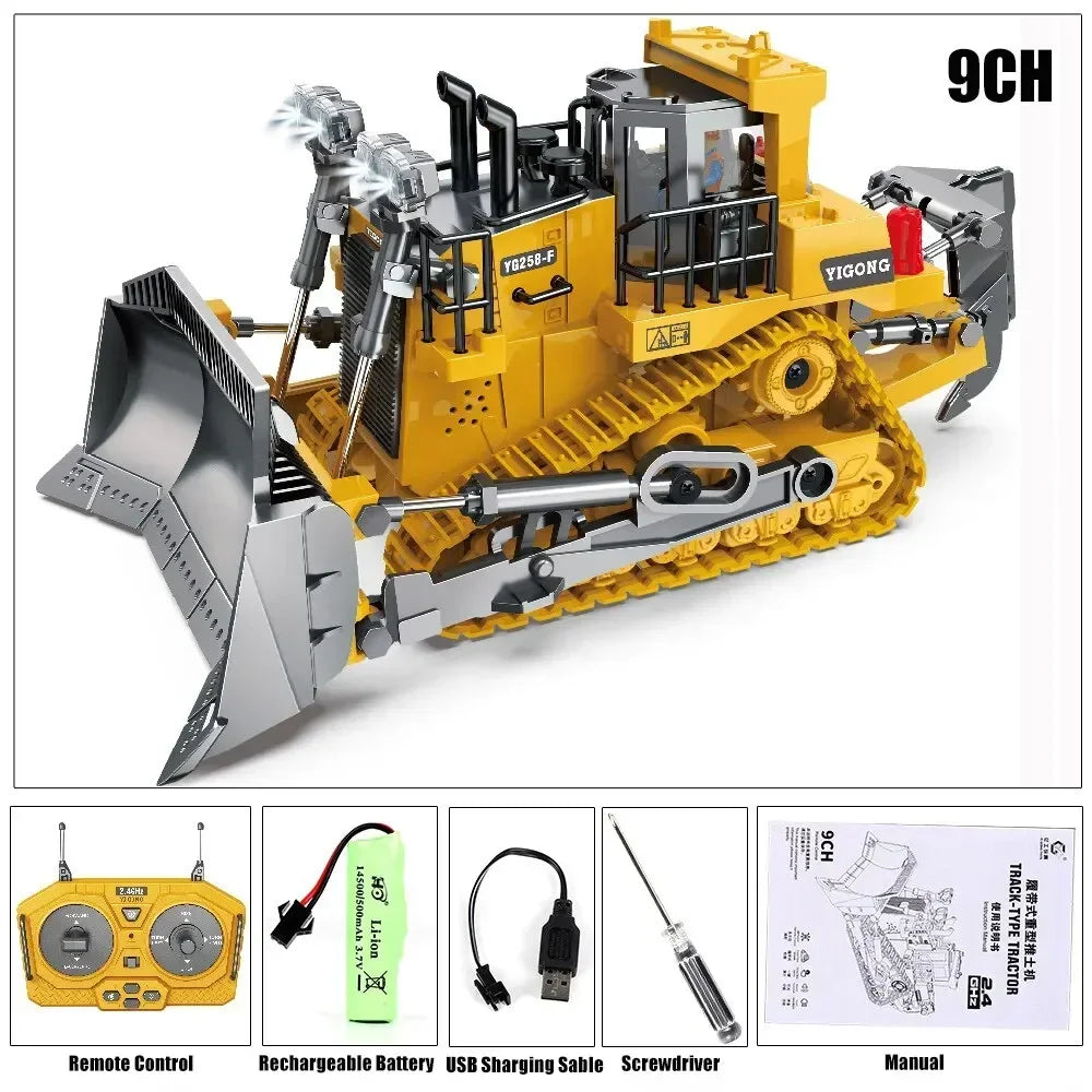 New Remote Control Engineering Vehicle Crawler Truck Bulldozer Toys RC Excavator Dumper Car 2.4G for Boys Kids Christmas Gifts