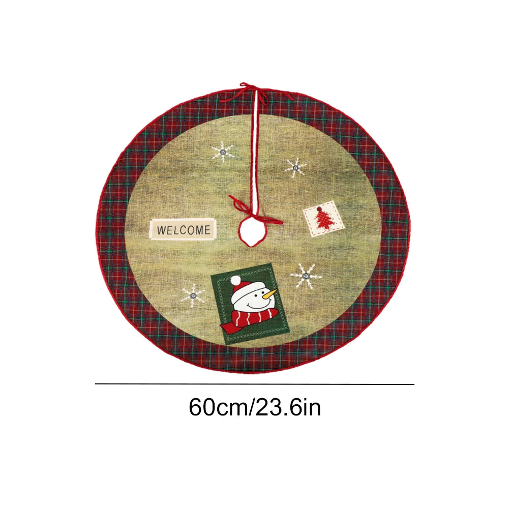 90/60CM Christmas Tree Skirts Santa Claus Printed Xmas Tree Bottom Decor Mat Christmas Tree Decoration Indoor Outdoor Decor