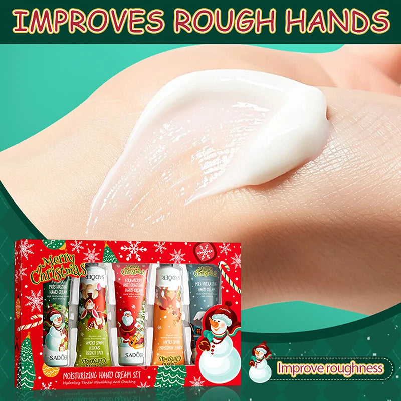 5Pcs/box Christmas Hand Cream Set Cream Texture Travel Pack Durable Moisturizer Gift For Women 30g/piece