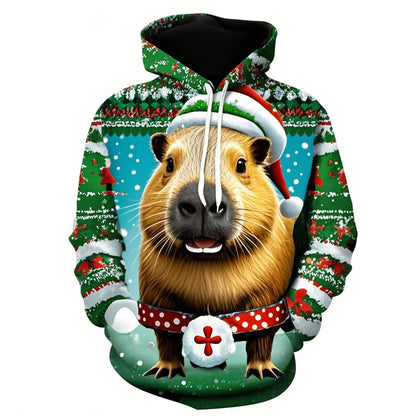 Harajuku New 3D Printing Cute Animals Capybara Hoodies For Men Women Clothing Funny Christmas Hooded Hoody Kid Sweatshirts Top