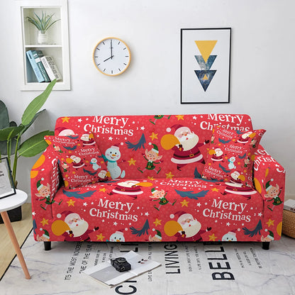 Christmas Cartoon Santa Claus Series Sofa Cover Elastic Full Set Dust and Wrinkle Proof Multi Person Combination Sofa Cover