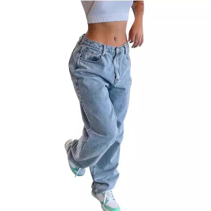 Fashionable Loose-fit Wide-leg Denim Trousers For Women Direct Sales From European American Foreign Trade Companies