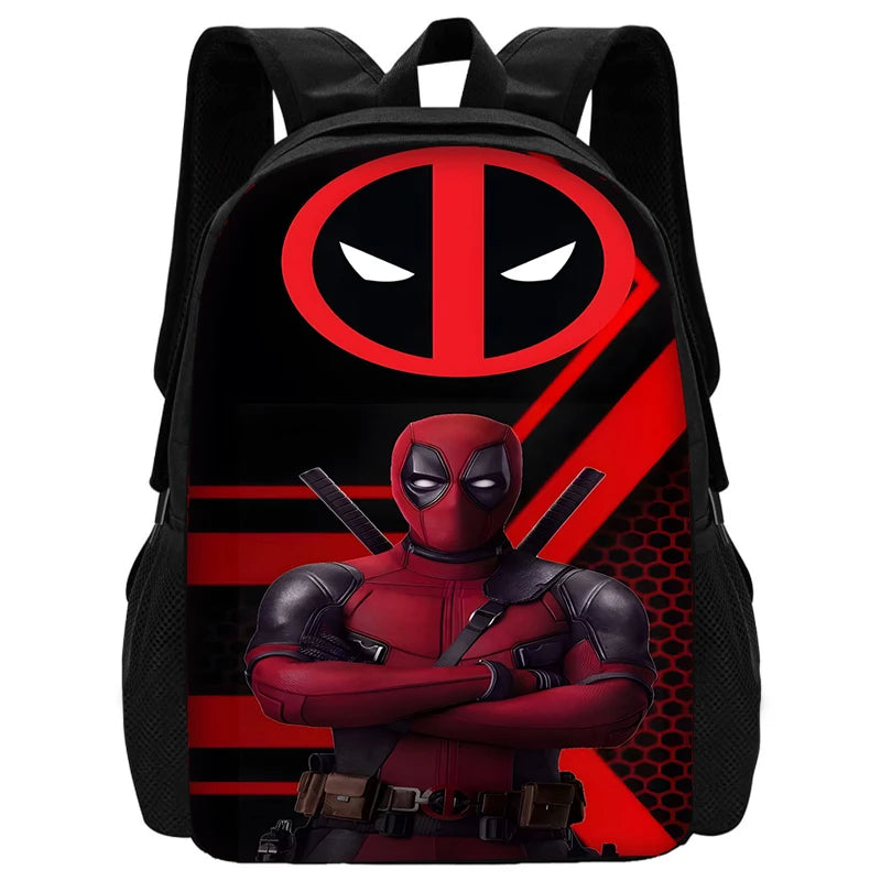 Child Schoo Deadpools Super Heroes Backpack with Lunch Bags ,Pencil Bags ,School Bags for Boys Girls Best Gift