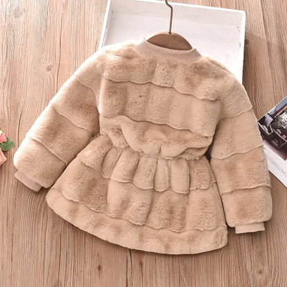 2023 Autumn Winter Faux Fur Coat For Girls Jacket Baby Snowsuit Christmas Princess Outerwear For Kids 1-5 Years Children Clothes