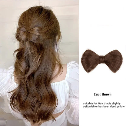 Synthetic Bow knot clip hair bun set clip style hair extensions hair chignons Chicken Feather Claw Double Ball Hair Bag