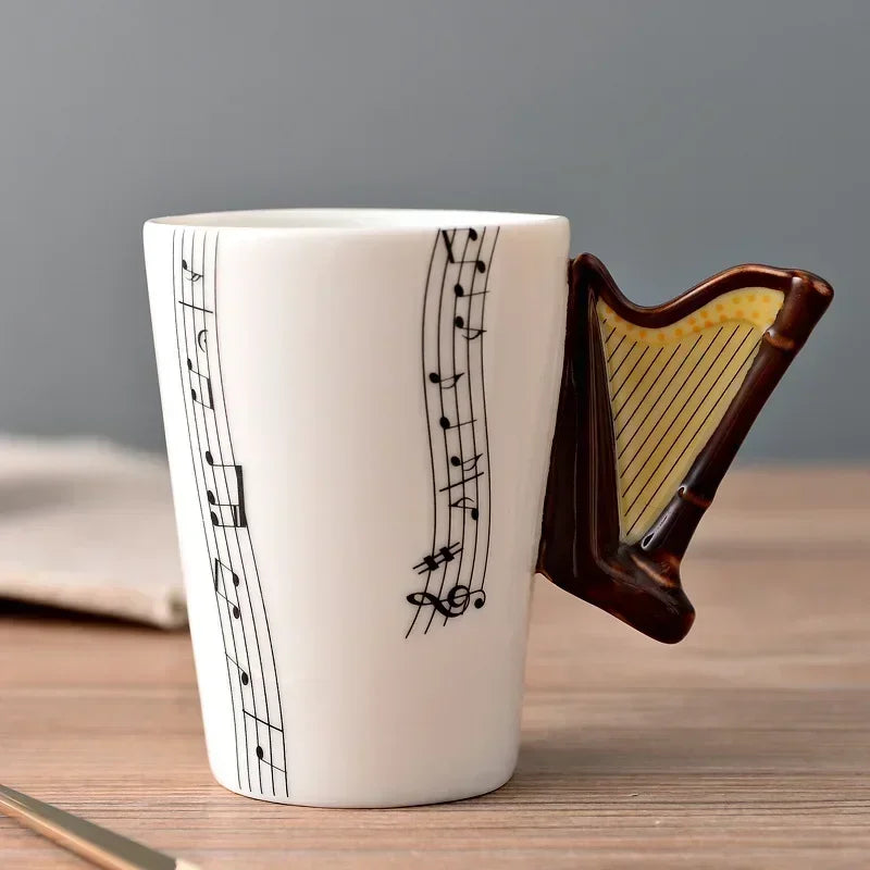 Novelty Music Note Cup Ceramic Guitar Coffee Mugs Personality Tea/Milk/Juice/Lemon Water Bottle Christmas Birthday Gift