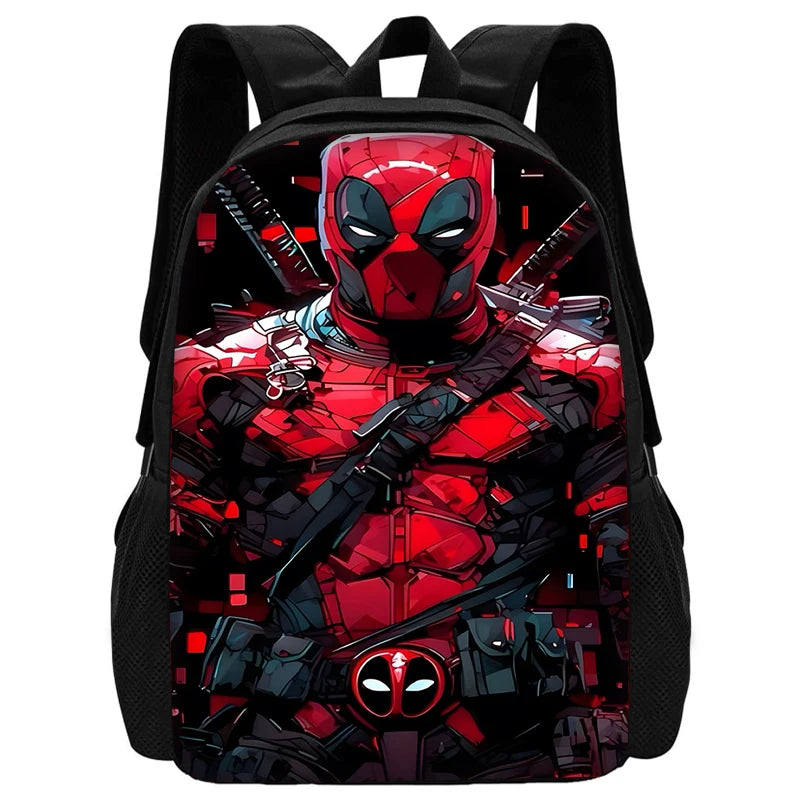 Child Schoo Deadpools Super Heroes Backpack with Lunch Bags ,Pencil Bags ,School Bags for Boys Girls Best Gift