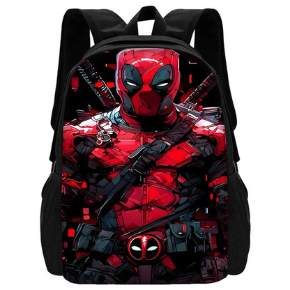 Child Schoo Deadpools Super Heroes Backpack with Lunch Bags ,Pencil Bags ,School Bags for Boys Girls Best Gift