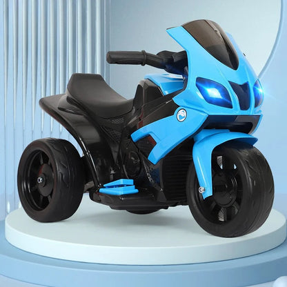 Kids Electric Motorcycle 3 Wheels Rechargeable Motorcycle with LED Light & Music Anti-rollover Super Load-bearing Gifts for Boys