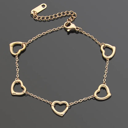 Titanium Steel Jewelry Wholesale Letter 5 Heart shaped Bracelets Women's Foreign Trade Peach Heart Bracelets