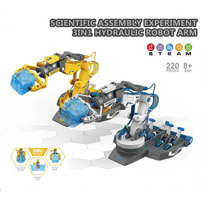 DIY Assembled Hydraulic Mechanical Arm Science Experiment Engineering Toy Set Toys for Boys Birthday Gifts Kids Children Gift