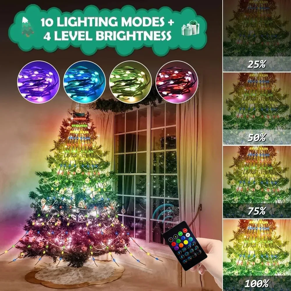 DIY Smart APP Christmas Tree Light Bluetooth Remote Control LED Fairy String Light Festoon Garland Lamp For Outdoor Garden Party