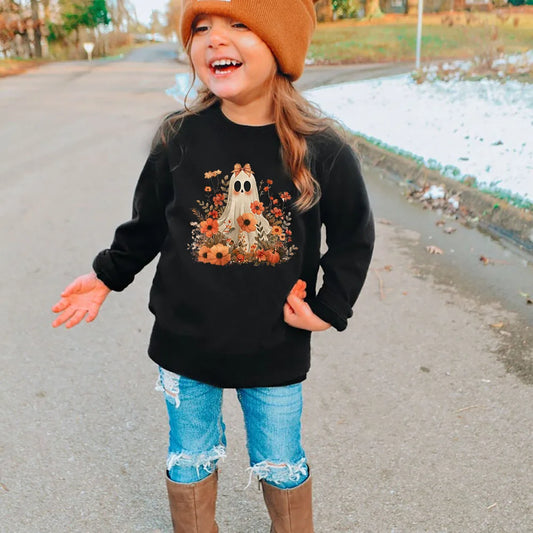 Kids Ghost Halloween Sweatshirt Toddler Cute Halloween Sweater Tee Vintage Ghost Crewnewck Fall Hoody Autumn Clothes