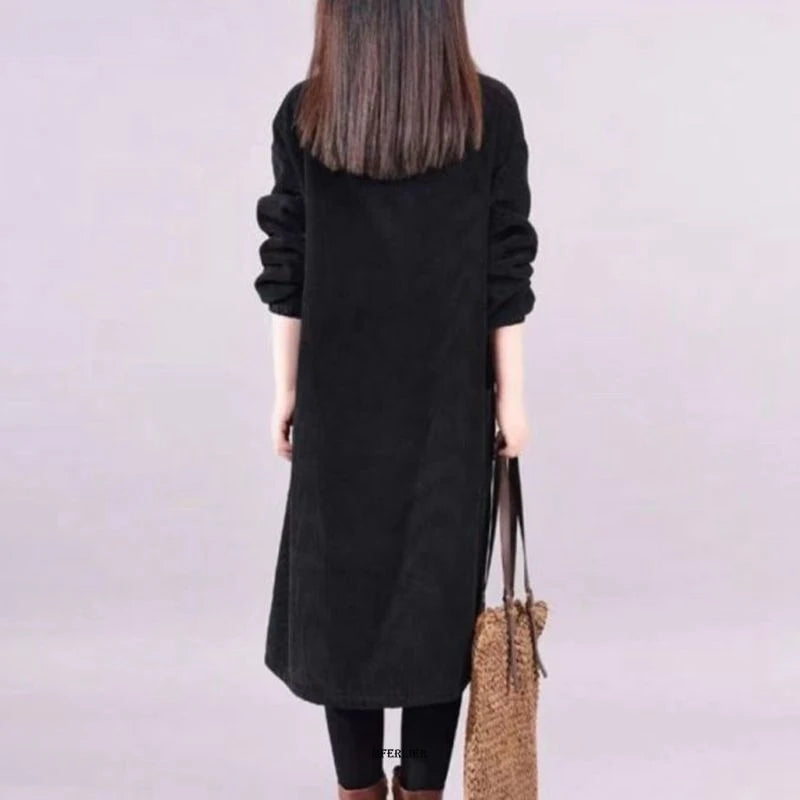 Large Size Women Dress Winter Dress Women Lady Vestidos Long Sleeve Warm Long Dress