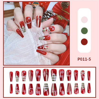 Christmas Pattern Press-on Nails Ultra-flexible Long Lasting Fake Nails for Nail Decoration Nail Art