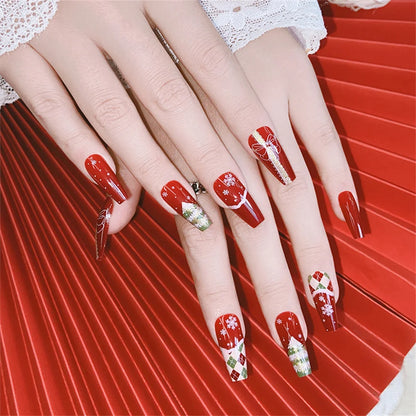 Christmas Pattern Press-on Nails Ultra-flexible Long Lasting Fake Nails for Nail Decoration Nail Art