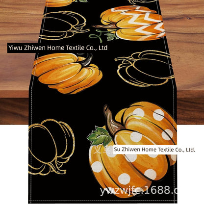 New Arrival Autumn Thanksgiving Maple Leaf Pumpkin Table Runner Dining Table Dining Room/Living Room Decoration