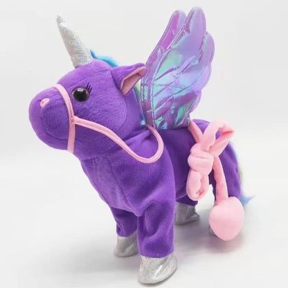 New Electric Walking singing Unicorn Plush Toy Stuffed Animal Pegasus Pony Toys 35cm Music Unicorn Toy for kids Christmas Gifts