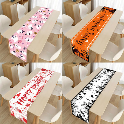 Halloween Pumpkin Ghost Table Runner Happy Halloween Party Decorations 2024 For Home Kitchen Dining Candy Castle Table Covers