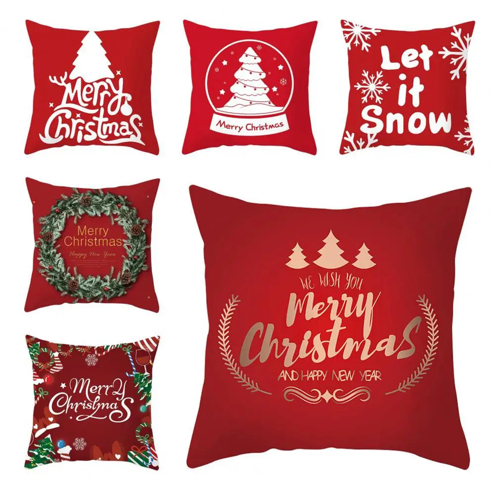 Useful Christmas Pillow Cover Smooth Christmas Pillowcase Breathable Christmas Sofa Chairs Pillow Cover  Skin-friendly