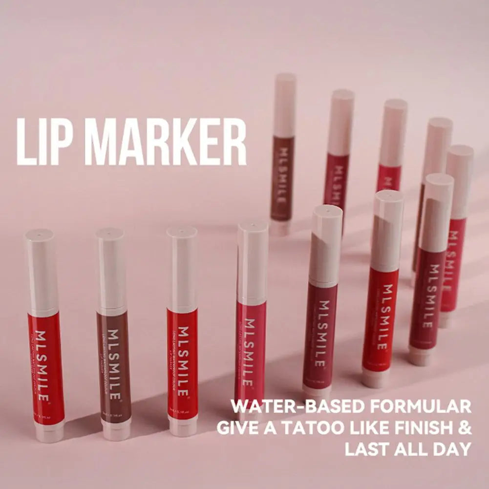 Lip Stain Marker Waterproof Long Lasting Color Effect Proof Matte Lips Hydrating Smudge Lip Sweat Finishing Makeup Pen Non T7T7