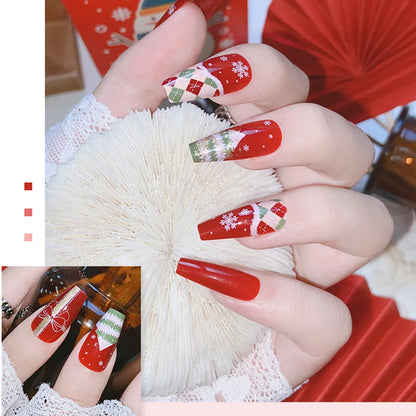 Christmas Pattern Press-on Nails Ultra-flexible Long Lasting Fake Nails for Nail Decoration Nail Art