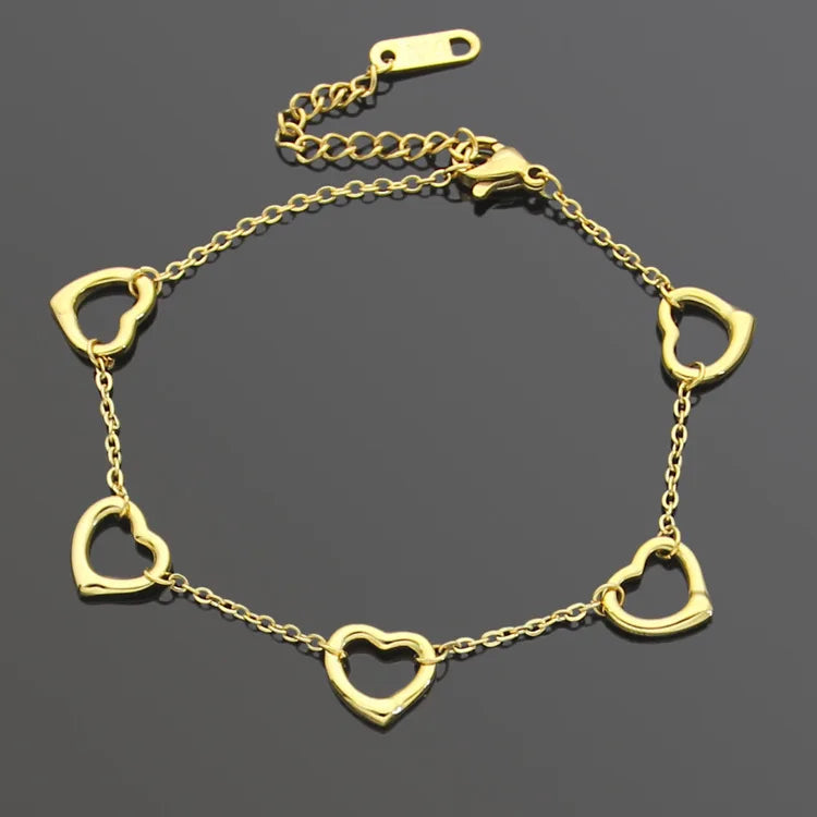 Titanium Steel Jewelry Wholesale Letter 5 Heart shaped Bracelets Women's Foreign Trade Peach Heart Bracelets