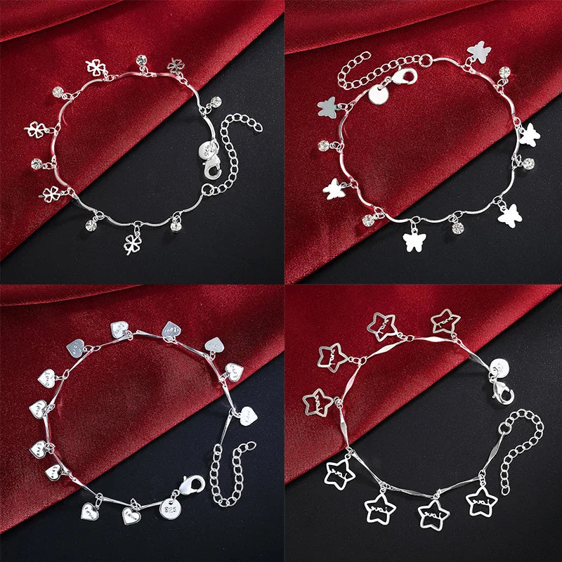 Charm 925 Sterling Silver Bracelets for Women zircon butterfly Chain elegant Fashion Wedding Party Christmas fine Jewelry