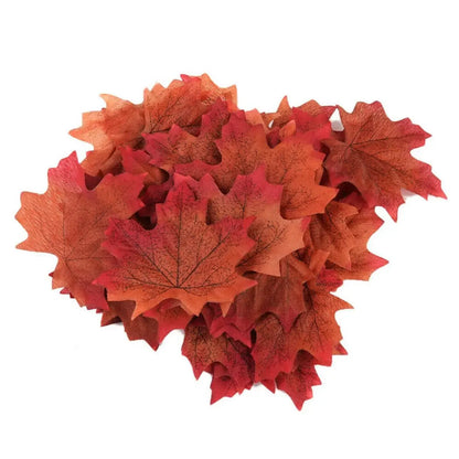 100/200Pcs Artificial Maple Leaf Autumn Fake Leaves Crafts Wedding XMAS Party Decor Halloween Christma Thanksgiving Decor