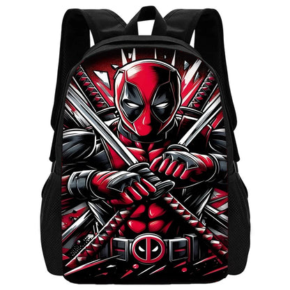 Child Schoo Deadpools Super Heroes Backpack with Lunch Bags ,Pencil Bags ,School Bags for Boys Girls Best Gift