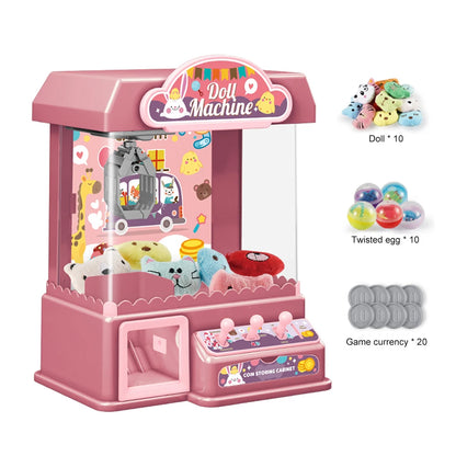 Doll Claw Machine Arcade Claw Game Machine Toy with 10 Dolls 10 Capsule Gifts for Girls and Boys for Kids 6 Years Old and Up