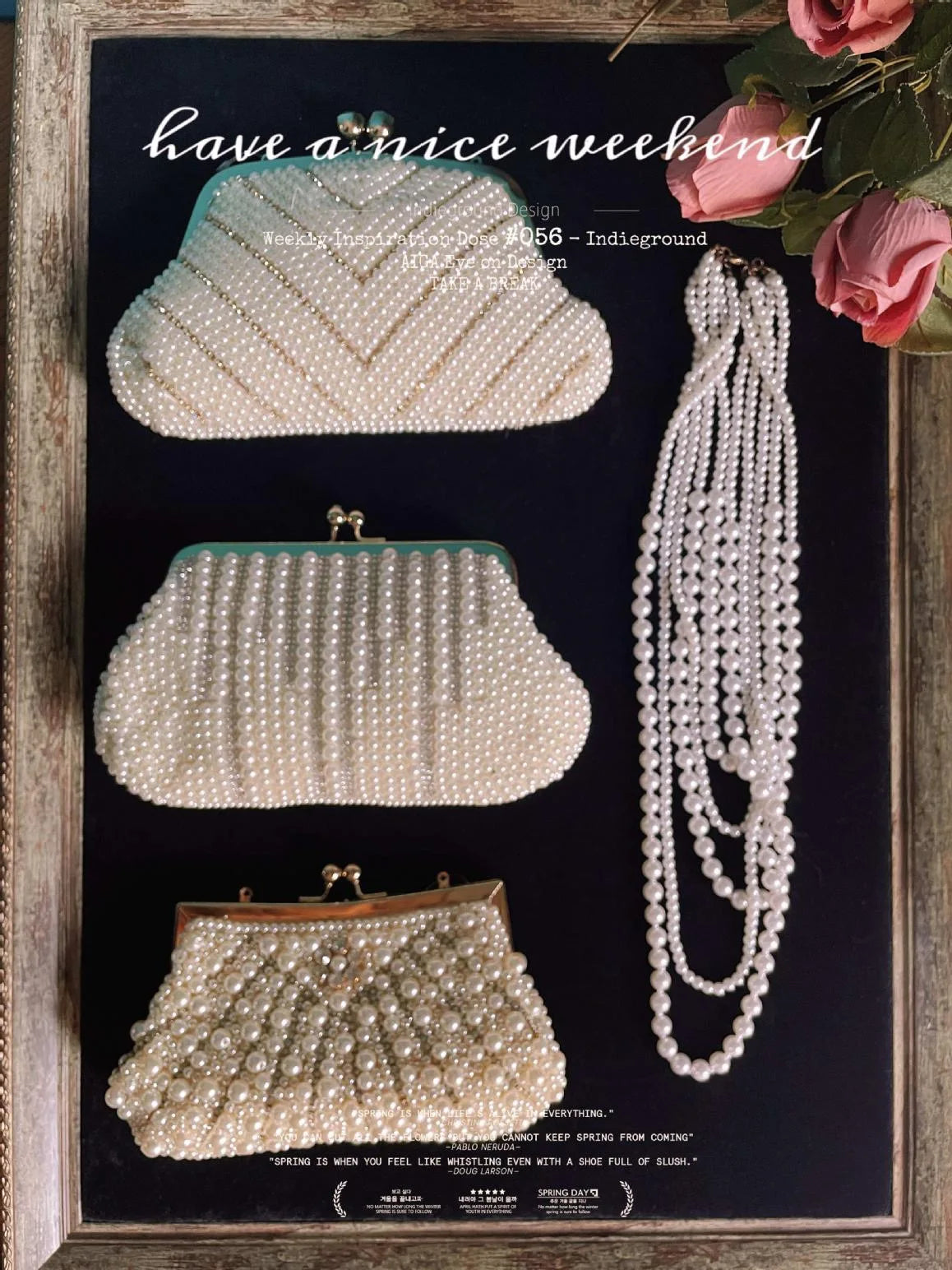 Lost in Vintage Womens Party Luxury Handbag Bags Designer Pearl Diamonds Evening Clutch Crossbody &Shoulder OL Formal Purse