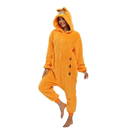 Miniso Unisex Garfield Costumes Onesies Cat Cosplay Pajamas Adult Pyjamas Animal Sleepwear Jumpsuit Cartoon Clothing