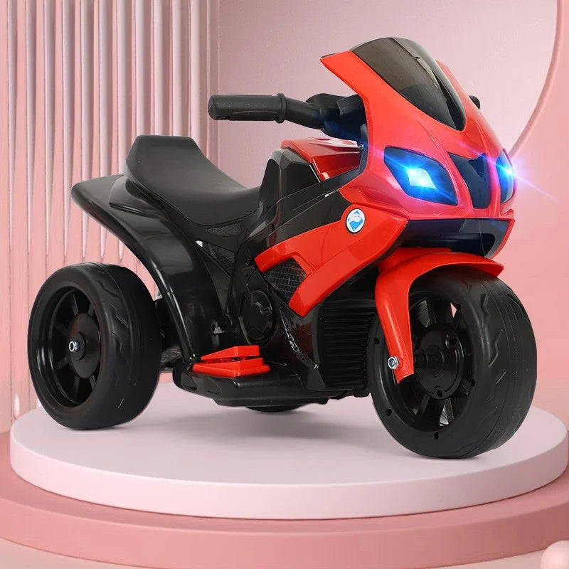 Kids Electric Motorcycle 3 Wheels Rechargeable Motorcycle with LED Light & Music Anti-rollover Super Load-bearing Gifts for Boys