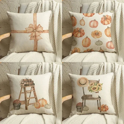 Pumpkin Car Sunflower pillows Thanksgiving Day Pillowcase Happy Autumn Cushion Cover Cotton Linen Sofa home decorations pillows