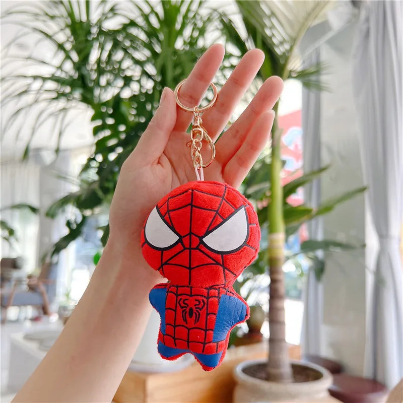 Disney Marvel Spiderman Figure Plush Keychain Toy Kawaii Hulk Iron Man Doll Soft Stuffed Toys Kids Plush Key Ring Christmas Gift