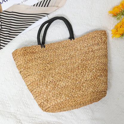 Bohemian Large Capacity Beach Women's Straw Bag Stylish Minimalist Handbag Natural Grass Hand Woven Designer Female Shoulder Bag