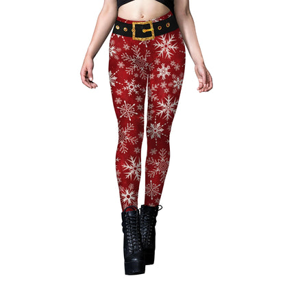 NADANBAO Christmas Leggings Womens Leggings Active Workout Running Gym Pants Stretchy Xmas Hot Sale Casual Snow Print Slim Leggi