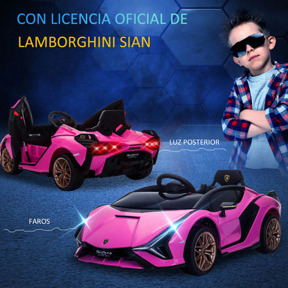 HOMCOM electric car Lamborghini SIAN 12V for children + 3 years old remote control door opening music MP3 108x62x40 cm