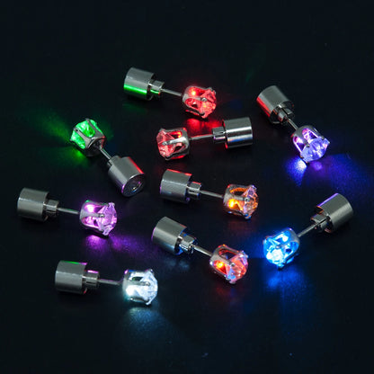 1Pcs of Colorful Light Led Earrings Flashing Stainless Steel Earrings Dance Party Accessories Hot Christmas Gift Luminous Stick