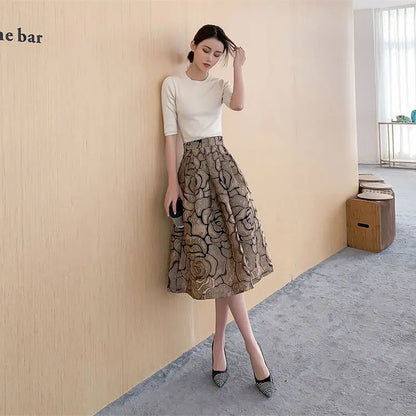 Fashion Zipper Spliced Gauze Folds Vintage Skirts Women's Clothing 2024 Summer New Loose Office Lady High Waist Skirts