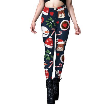 NADANBAO Christmas Leggings Womens Leggings Active Workout Running Gym Pants Stretchy Xmas Hot Sale Casual Snow Print Slim Leggi