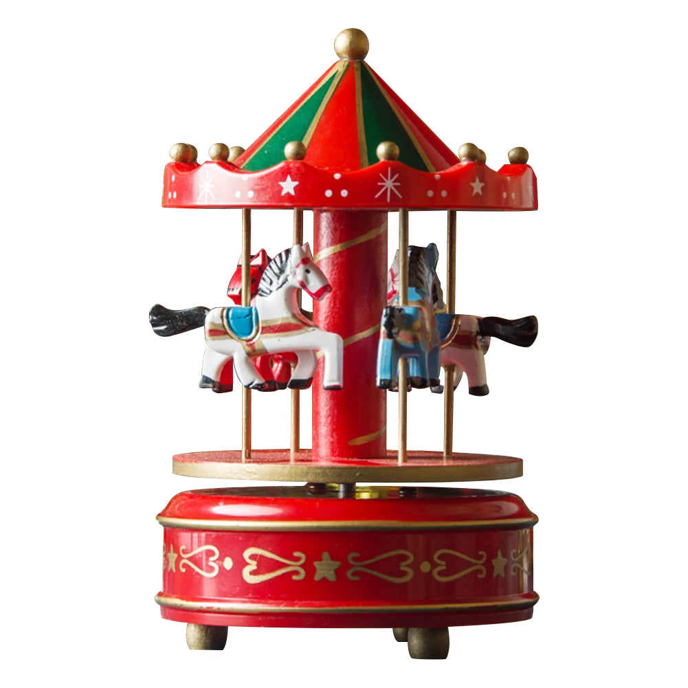 Christmas Musical Carousel Carousel Horse Collectable Figurine 6.3inch Rotating Musical Horse Birthday Gifts for Children Kids