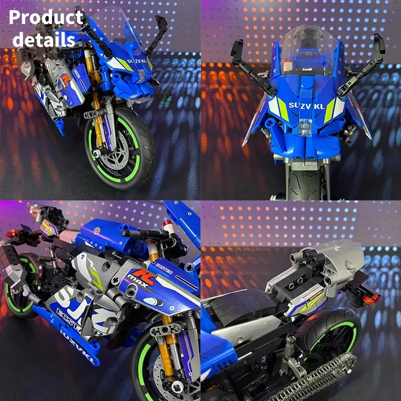 High-tech Classic 800+Pcs Motorbike Building Model Blocks City Road Racer Bricks Moto Christmas Gifts Toys for Kid Boys Adult