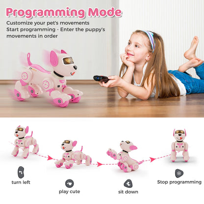 VATOS Robot Dog Toy for Kids Voice 2.4GHz Remote Control Robot Pet Touch Sensor 20+ Mode Puppy Toy for Kids Girls