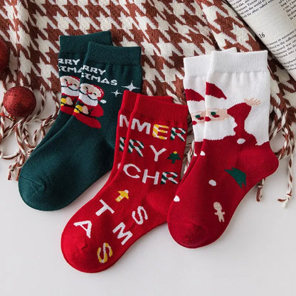 Kids Christmas Socks For 1-10Years Children's Short Socks Girls Boys Winter Warm Cotton Toddler New Year Gift Santa Claus Socks