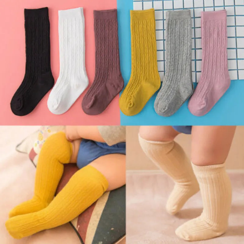 Baby Girl Accessories Kids Socks Clothes Fashion Stockings Pure Color Knee High Anti Skid Warm Breathable Socks Fall Winter