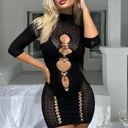 Y2K Sexy Hip Mini Dress for Women Clothing 2024 Winter Camisole Short Skirt Female Erotic Girl Bodysuit Sleeping Sleepwear S M X