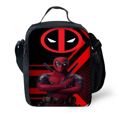 Child Schoo Deadpools Super Heroes Backpack with Lunch Bags ,Pencil Bags ,School Bags for Boys Girls Best Gift