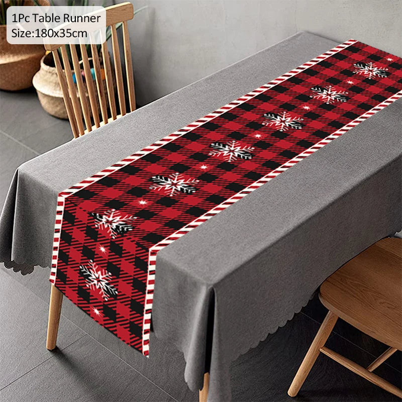 Christmas Table Runner Merry Christmas Decoration for Home Tablecloth Cover Xmas Ornament Navidad Noel Gifts New Year Party 2023